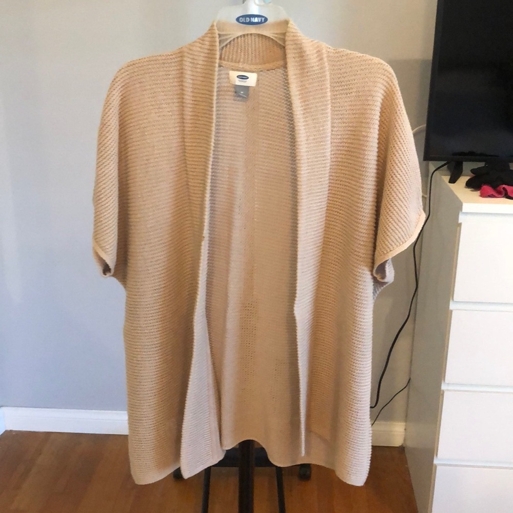 Tan Knitted Short Sleeve Blouse